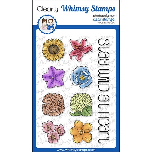 Simon Says Stamp! Whimsy Stamps FLOWER TILES STAY WILD Clear Stamps BS1048