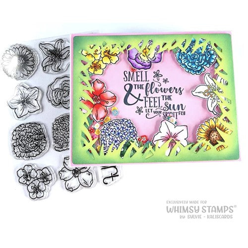 Simon Says Stamp! Whimsy Stamps FLOWER TILES STAY WILD Clear Stamps BS1048