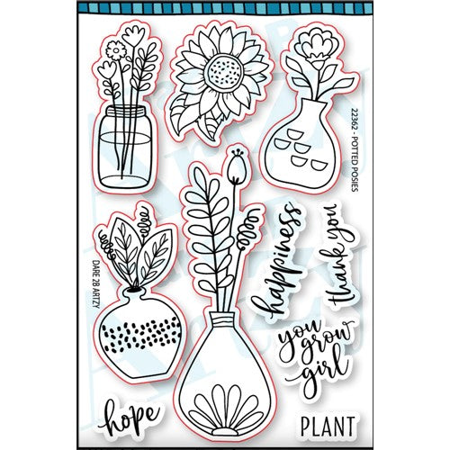 Simon Says Stamp! Dare 2B Artzy POTTED POSIES Clear Stamp Set 22362d2b