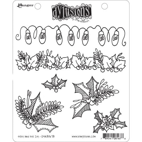 Simon Says Stamp! Dyan Reaveley HOLLY AND IVY Cling Stamp Set Dylusions DYR81678