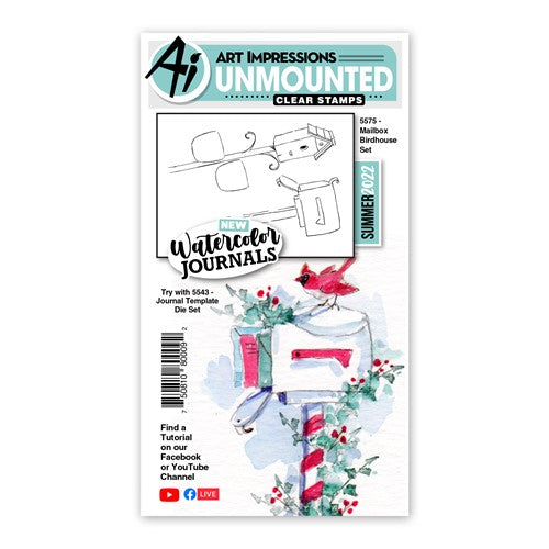 Art Impressions Mailbox Birdhouse Watercolor Journals Clear Stamps 5575