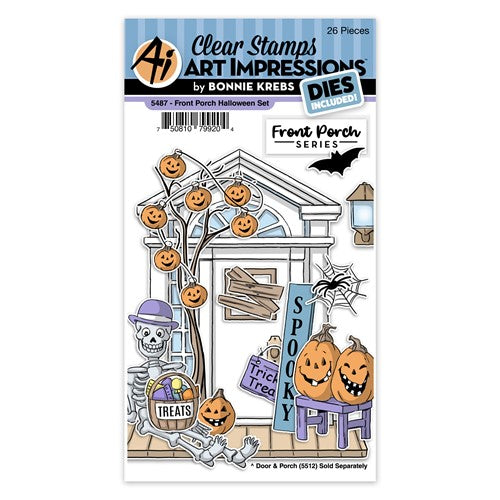 Simon Says Stamp! Art Impressions HALLOWEEN Front Porch Stamp and Die Set 5487