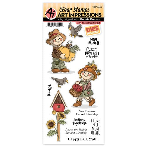 Simon Says Stamp! Art Impressions HARVEST TOGETHER Clear Stamp and Die Set 5507