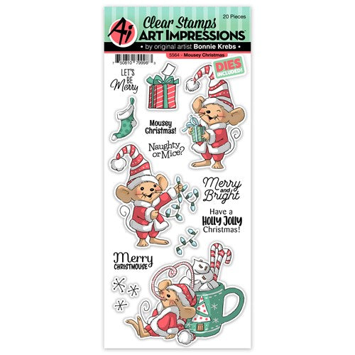 Simon Says Stamp! Art Impressions MOUSEY CHRISTMAS Clear Stamp and Die Set 5564