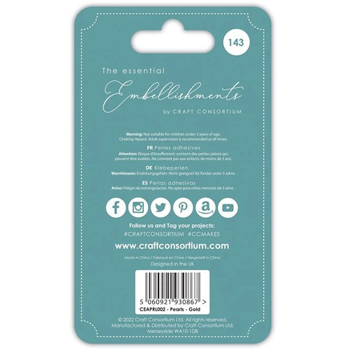 Simon Says Stamp! Craft Consortium Essential Elements GOLD PEARLS Adhesive Embellishments CEAPRL002
