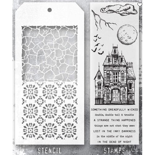 Simon Says Stamp! Tim Holtz Clear Stamps and Stencil SKETCH MANOR, ROSETTE AND CRACKLE THMM149