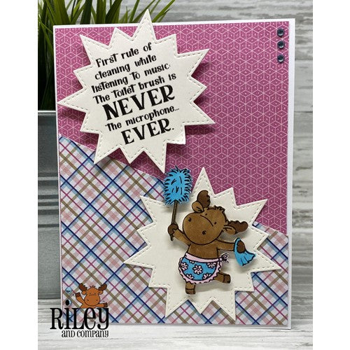 Simon Says Stamp! Riley and Company Funny Bones NEVER USE THE TOLIET BRUSH Cling Rubber Stamp RWD-1050