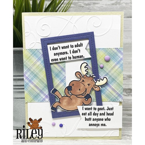 Simon Says Stamp! Riley and Company Funny Bones I WANT TO GOAT Cling Rubber Stamp RWD-1049