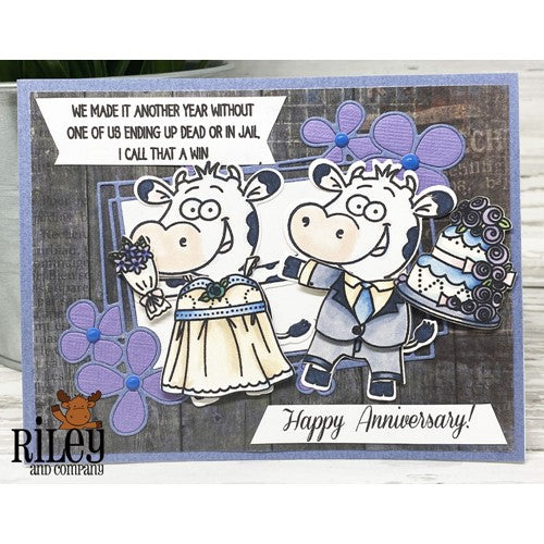 Simon Says Stamp! Riley and Company Funny Bones WE MADE IT ANOTHER YEAR Cling Rubber Stamp RWD-1056