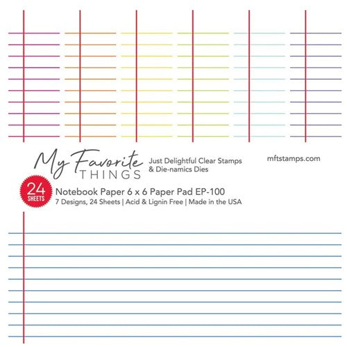 Simon Says Stamp! My Favorite Things NOTEBOOK PAPER 6x6 Inch Paper Pad ep100