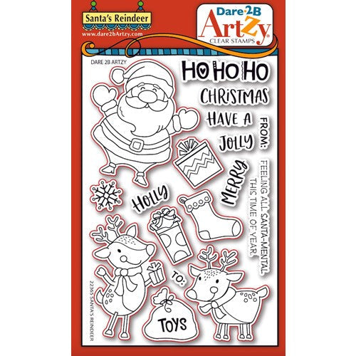 Simon Says Stamp! Dare 2B Artzy SANTA'S REINDEER Clear Stamp Set 22365