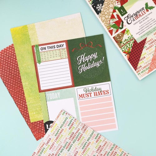 Simon Says Stamp! American Crafts Vicki Boutin EVERGREEN AND HOLLY 6 x 8 Paper Pad 34013705