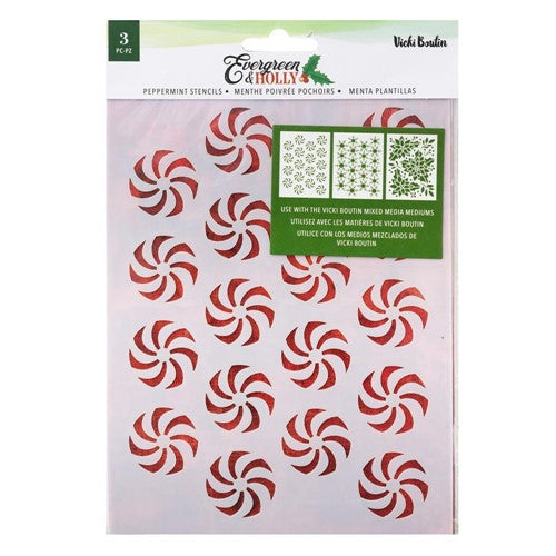 Simon Says Stamp! American Crafts Vicki Boutin EVERGREEN AND HOLLY Peppermint Stencil Set 34013719
