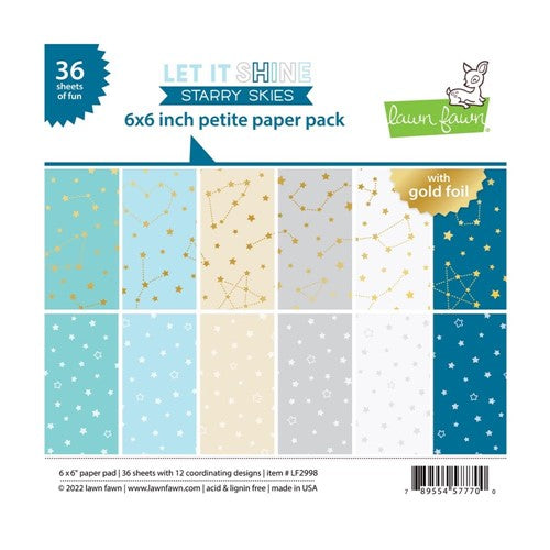 Simon Says Stamp! Lawn Fawn LET IT SHINE STARRY SKIES 6x6 Inch Petite Paper Pack lf2998