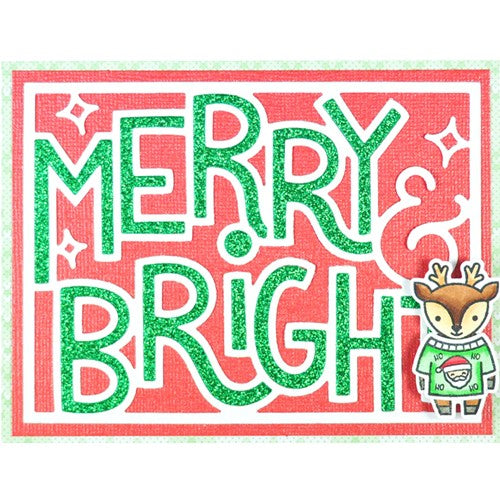 Simon Says Stamp! Lawn Fawn GIANT OUTLINED MERRY AND BRIGHT Die Cut lf2973