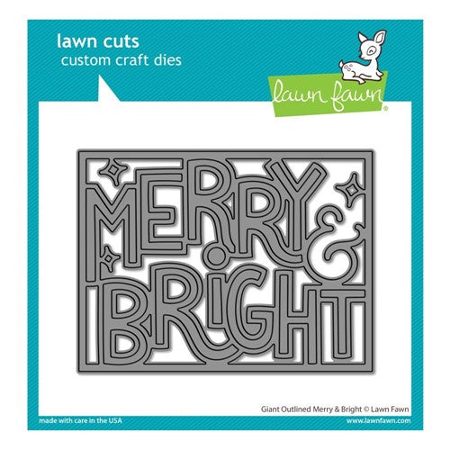 Simon Says Stamp! Lawn Fawn GIANT OUTLINED MERRY AND BRIGHT Die Cut lf2973