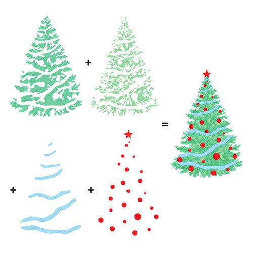 Simon Says Stamp! Hero Arts COLOR LAYERING CHRISTMAS TREE Stencils SA200