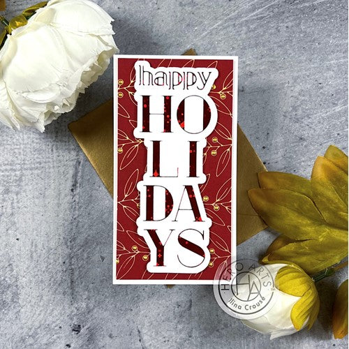 Simon Says Stamp! Hero Arts STACKED HAPPY HOLIDAYS Hot Foil and Cut HC104