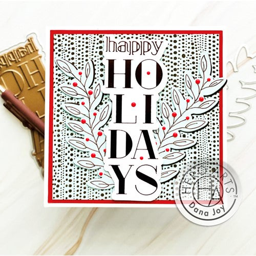 Simon Says Stamp! Hero Arts STACKED HAPPY HOLIDAYS Hot Foil and Cut HC104