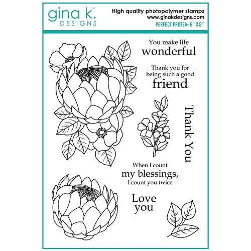 Simon Says Stamp! Gina K Designs PERFECT PROTEA Clear Stamps as19