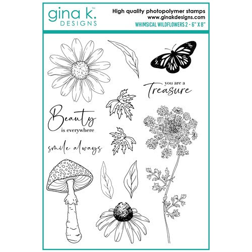 Simon Says Stamp! Gina K Designs WHIMSICAL WILDFLOWERS 2 Clear Stamps hs39