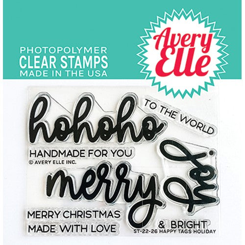 Simon Says Stamp! Avery Elle Clear Stamps HAPPY TAGS HOLIDAY ST-22-26