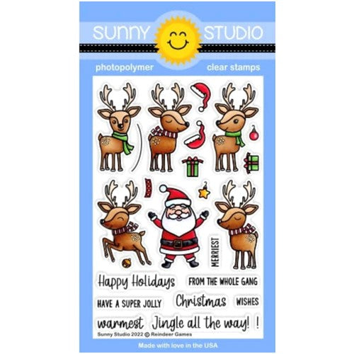 Simon Says Stamp! Sunny Studio REINDEER GAMES Clear Stamps SSCL-340