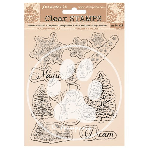 Simon Says Stamp! Stamperia ROMANTIC HOME FOR THE HOLIDAYS SNOWFLAKES, TREE Clear Stamps wtk162