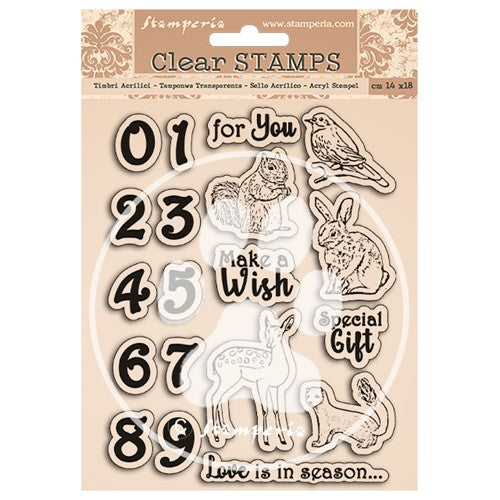 Simon Says Stamp! Stamperia ROMANTIC COZY WINTER NUMBERS AND ANIMALS Clear Stamps wtk161