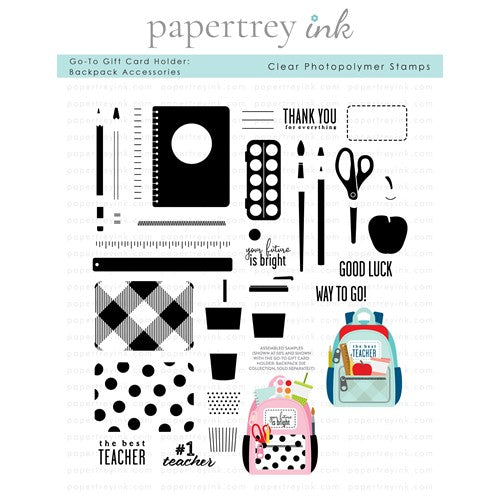 Simon Says Stamp! Papertrey Ink GO TO GIFT CARD HOLDER BACKPACK ACCESSORIES Clear Stamps 1428