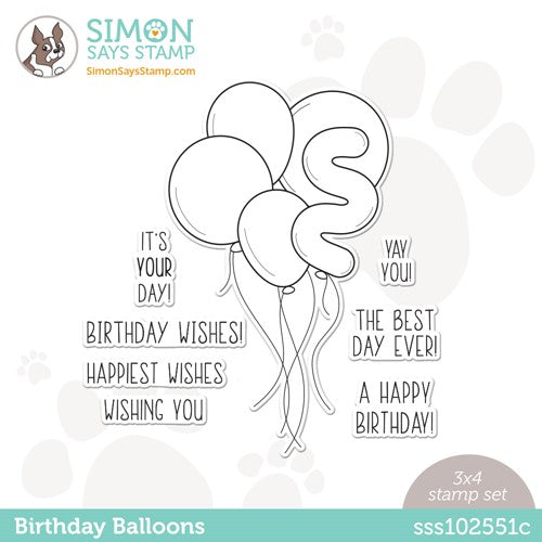 Simon Says Stamp! Simon Says Clear Stamps BIRTHDAY BALLOONS sss102551c Cozy Hugs