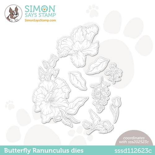 Simon Says Stamp! Simon Says Stamp BUTTERFLY RANUNCULUS Wafer Dies sssd112623c Stamptember