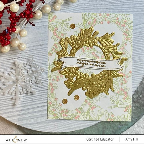 Simon Says Stamp! Altenew MISTLETOE WREATH 3D Embossing Folder ALT7318