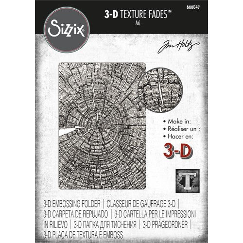 Simon Says Stamp! Tim Holtz Sizzix TREE RINGS 3D Texture Fades Embossing Folder 666049