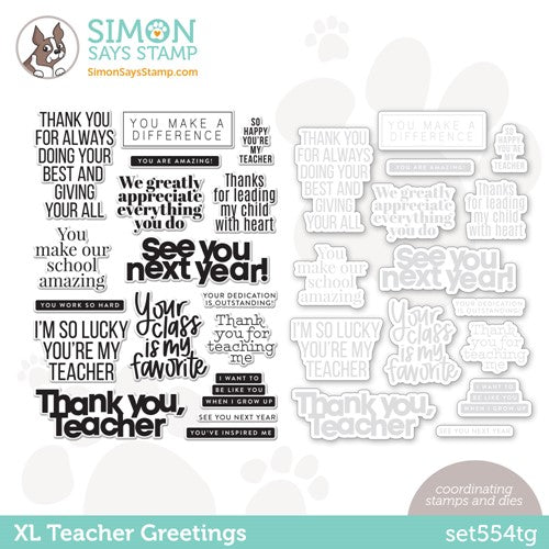 Simon Says Stamp! Simon Says Stamps and Dies XL TEACHER GREETINGS set554tg Stamptember