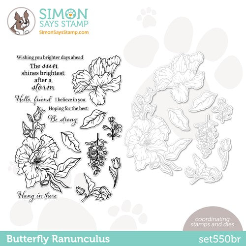 Simon Says Stamp! Simon Says Stamps and Dies BUTTERFLY RANUNCULUS set550br Stamptember