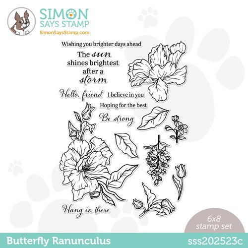Simon Says Stamp! Simon Says Clear Stamps BUTTERFLY RANUNCULUS sss202523c Stamptember
