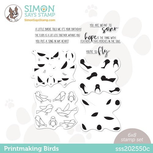 Simon Says Stamp! Simon Says Clear Stamps PRINTMAKING BIRDS sss202550c Stamptember