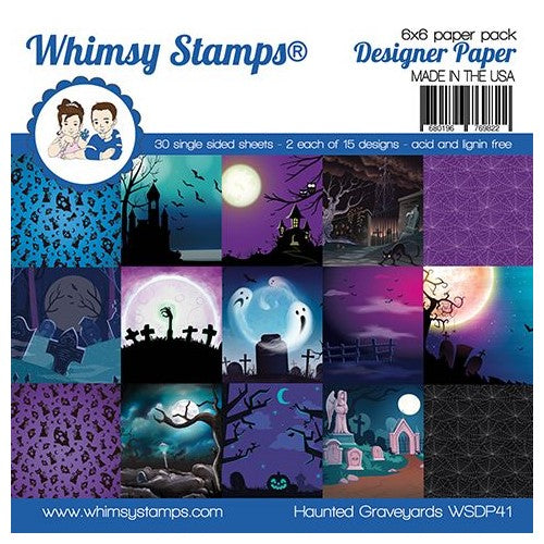 Simon Says Stamp! Whimsy Stamps HAUNTED GRAVEYARD 6 x 6 Paper Pad WSDP41