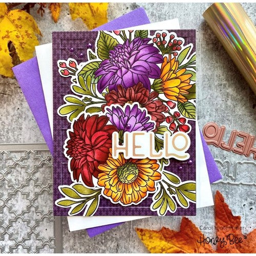 Simon Says Stamp! Honey Bee BEAUTIFUL BLOOMS Clear Stamp Set hbst-450 Hello Floral Autumn Card | color-code:ALT01