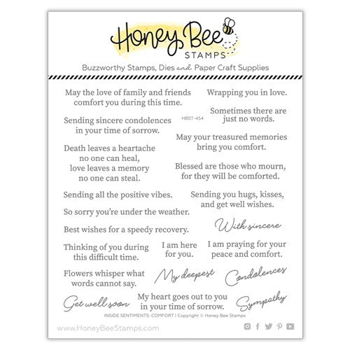 Simon Says Stamp! Honey Bee INSIDE SENTIMENTS COMFORT Clear Stamp Set hbst-454