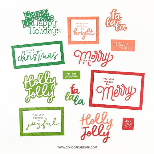 Simon Says Stamp! Concord & 9th FESTIVE PHRASES Clear Stamps 11448