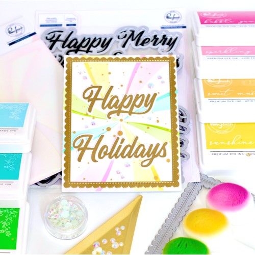 Simon Says Stamp! PinkFresh Studio BRUSHED SENTIMENTS HOLIDAY Stencil Set 174422 | color-code:ALT04