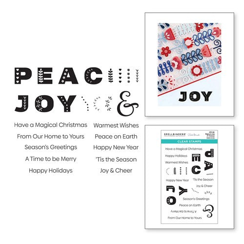 Simon Says Stamp! STP-140 Spellbinders PEACE AND JOY Clear Stamps