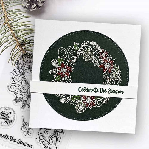 Simon Says Stamp! Polkadoodles GLAD TIDINGS WREATH Christmas Clear Stamps pd8674