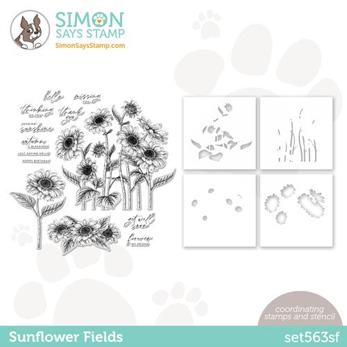 Simon Says Stamp! Simon Says Stamps and Stencils SUNFLOWER FIELDS set563sf