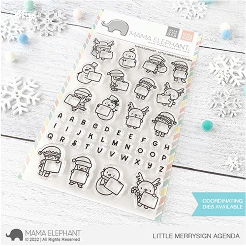 Simon Says Stamp! Mama Elephant Clear Stamps LITTLE MERRYSIGN AGENDA