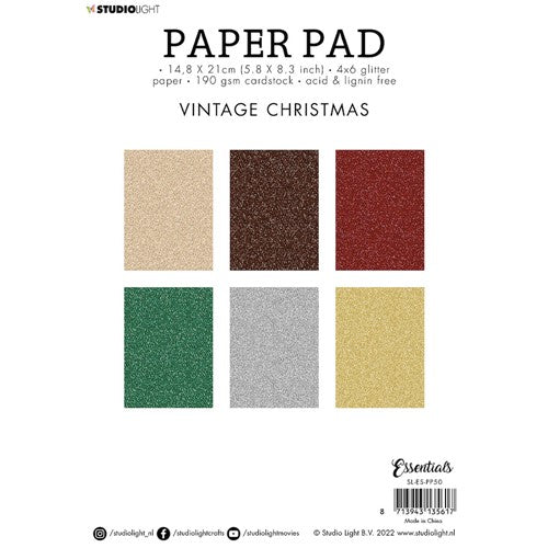 Simon Says Stamp! Studio Light VINTAGE CHRISTMAS Glitter Paper Essentials slespp50