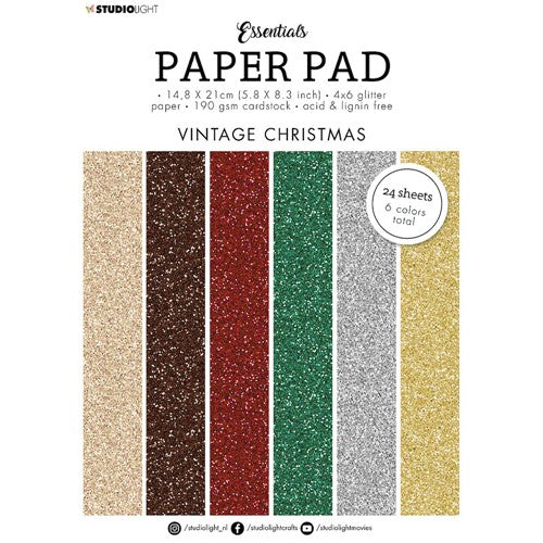 Simon Says Stamp! Studio Light VINTAGE CHRISTMAS Glitter Paper Essentials slespp50