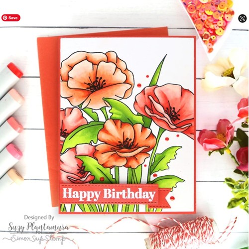Sunny Studio Poppy Fields 4x6 Clear Photopolymer Poppies Stamps